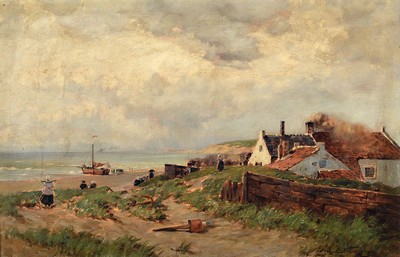 Emil Friedrich Neumann, 1842 Pojerstiten - 1903 Kassel, Studium an der Akademie Kassel bei Behrendsen u. Bromeis, hier: Strandszenerie, Blick über ...