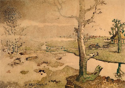 Tetjus Otto Tügel, 1892 Hamburg-1973 Bremervörde, Schriftsteller, Maler, Musiker und Kabarettist, lebte als freischaffender Künstler in Worpswede, ...