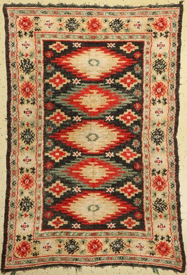 Doppelseitiger Rya antik, Skandinavien, um 1910/1920, Wolle auf Baumwolle, ca. 176 x 120 cm, EHZ:(Guter Zustand)