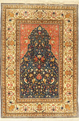 Kayseri Seide fein, Türkei, um 1960, reine Naturseide(Mettalbroschiert), ca. 160 x 110 cm, (Sehr guter Zustand).
