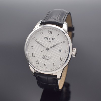 TISSOT Le Locle Herrenarmbanduhr in Stahl Referenz L164/264-1, Automatik, Schweiz um 2010, 3-teil. Geh., Boden & Glasrand aufgedr., orig. Lederband ...