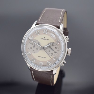 JUNGHANS Armbandchronograph Meister Driver Chronoscope Referenz 027/3684.00, Automatik, Schweiz um 2015, Edelstahlgeh. inkl. orig. Lederband m. orig. ...
