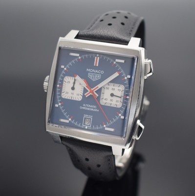 HEUER Monaco Armbandchronograph Referenz CAW211P, Schweiz um 2017, Automatik, quadratisches, beids. vergl. Geh., Boden 4- fach verschr., orig. ...