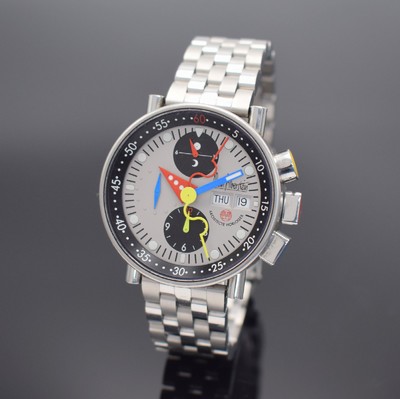 ALAIN SILBERSTEIN KRONO BAUHAUS auf 999 Stück limitierter Armbandchronograph, Automatik, Schweiz/Frankreich um 1999, Edelstahlgeh. inkl. orig. ...