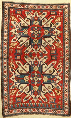 Tschelaberd(Adlerkazak), antik, Kaukasus, 19.Jhd, Wolle auf Wolle, ca. 215 x 140 cm, EHZ:(Alters-und Gebrauchsspuren)