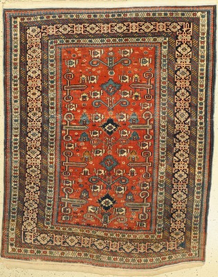 Antiker Perpedil, Kaukasus, 19.Jhd., Wolle auf Wolle, ca. 170 x 135 cm, EHZ:(Alters-und Gebrauchsspuren)
