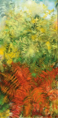 Marion Schmidt, geb. 1963 Eschwege, "Am Waldrand", Acryl u. Öl/Lwd, links unten signiert, 70x140 cm