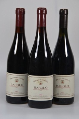 3 Flaschen, 2x 1985/1x1992, Michele Chiarlo, Barolo, Piedmont Italien, je 750 ml, je 13 ,5% Vol., 1992er l. best. Etikett, je into Neck, unverkostet