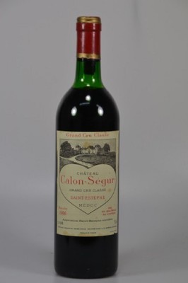 1 Flasche, 1986 Chateau Calon-Segur, Saint -Estephe, 750ml, 12,5% Vol., Upper Mid Shoulder, unverkostet, Kapsel best.