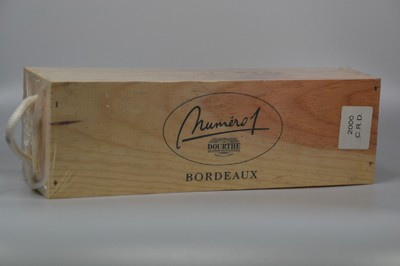 1 Magnumflasche in ungeöffneter Holzkiste, 2000 Dourthe Numero 1, Bordeaux, 1,5l, Holzkiste ungeöffnet u. verschweißt