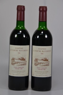 2 Flaschen, 1986 Chateau Le Tertre-Roteboeuf , Saint-Emilion Grand Cru, je 750ml, 13,5% Vol., Mid Shoulder, unverkostet, 91 Parker- Punkte, laut ...