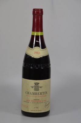1 Flasche, 1983 Domaine Trapet Pere et Fils Chambertin Grand Cru, Cote de Nuits, 750ml, Füllniveau ca. 0,6 cm, unverkostet, kapsel minbest.