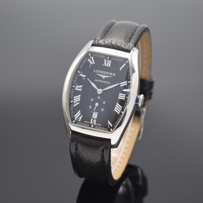 LONGINES Evidenza Herrenarmbanduhr in Stahl,Schweiz um 2006, Automatik, Ref. L2.642.2, Boden 4-fach verschr., neutr. Lederband m. orig. Dornschl., ...