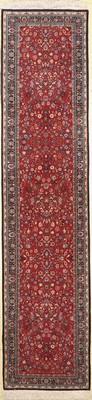 Täbriz fein, China, ca. 40 Jahre, Korkwollemit und auf Seide, ca. 340 x 80 cm, ca. 650.000 Kn/qm, EHZ: 2