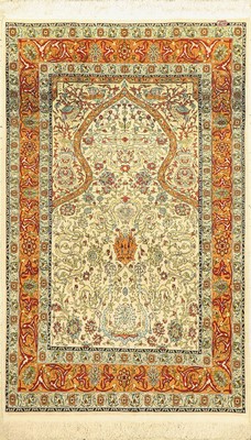 Hereke Seide fein, signiert, Türkei, um 1960, reine Naturseide, ca. 170 x 106 cm, ca. 1,0 Mio. Kn/qm, EHZ:(sehr guter Zustand)