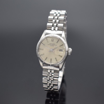 ROLEX Damenarmbanduhr Oyster Perpetual Date Referenz 6519, Automatik, Schweiz 4. Quartal 1968, Edelstahlgeh. inkl. Jubileeband, Boden & Krone ...
