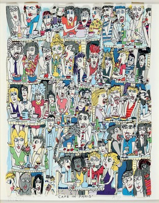 James Rizzi, 1950-2011 New York, Studium an der University of Florida in Gainesville, hier: 3D-Grafik "Cafe in Paris" (1989), ...
