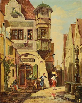 Ungedeuteter Kopist um 1900, Kopie Nach Carl Spitzwegs (1808-1885) "Der Briefbote im Rosenthal", gekonnte Kopie nach dem Originalvon 1858 ...