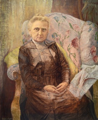 Wittig-Hostrup, Künstler um 1900, Bildnis einer älteren Dame im Lehnsessel, Öl/Lwd, links unten signiert, Rahmen, 75x64 cm