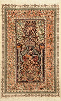 Hereke Seide fein, China, ca. 40 Jahre, reine Naturseide, ca. 122 x 78 cm, ca. 1,0 Mio. Kn/qm, EHZ: 2