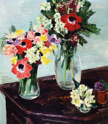 Arnold Balwe, 1898 Dresden-1983 Feldwies/ Chiemsee, "Frühlingsblumen, Öl/Lwd, re. unten sign., verso nochmals sign., R. ca. 88x78 cm