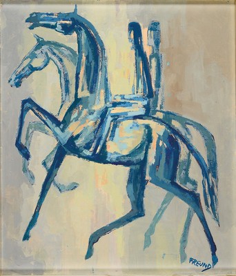 Robert Freund, geb. 1929, Zwei Reiter, Öl/Lwd, rechts unten signiert, ca. 70x60cm, R. ca. 80x70cm