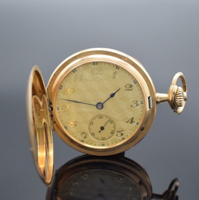 RIGOROSA Savonette Herrentaschenuhr in RoseG 585/000, Schweiz um 1925, guill. 3-Deckel Goldgeh., Sprungdeckel m. freiem Monogrammspiegel, Goldcuvette ...