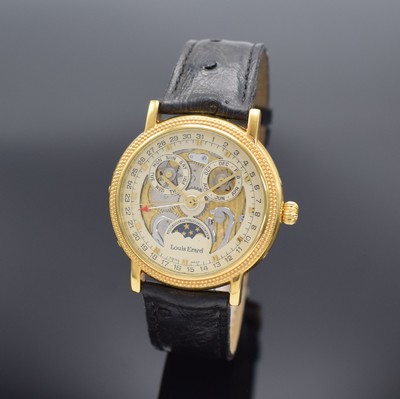 LOUIS ERARD Armbanduhr Phase de Lune, Automatik, Schweiz um 2000, verg. Geh. inkl. orig. Lederband m. orig. Dornschl., beids. vergl., Boden aufgedr., ...