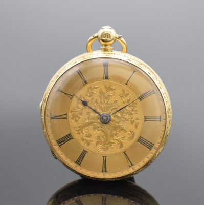 E. J. DENT London Goldtaschenuhr Nr. 10568 in GG 750/000, England um 1825, Gold Zifferblatt, gebl. Zeiger, feines Spitzzahn- Ankerwerk, gebl. ...