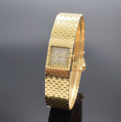 ROLEX Precision ausgefallene Damenarmbanduhr in GG 750/000 Referenz 8209, Schweiz um 1955, Handaufzug, 2-teil. Geh., Boden aufgedr., orig. GG 750/000 ...
