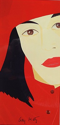 Alex Katz, geb. 1927, "Red Coat", Digitaler Fotoabzug, handsign., unter Plexiglas gerahmt, Blatt ca. 30x20 cm, R. ca. 42x27,5 cm,