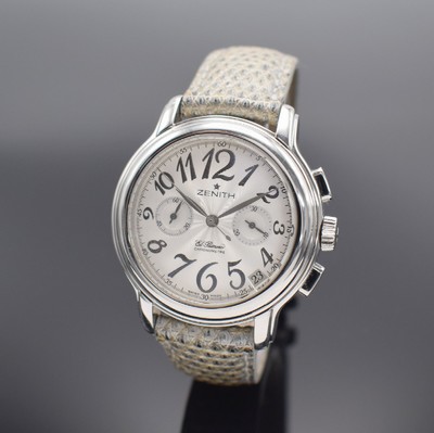 ZENITH El Primero Chronomaster Armbanduhr in Stahl, Schweiz um 2010, Automatik, Ref. 03 1230 4002, beids. vergl. Geh., Boden 4-fach verschr., orig. ...