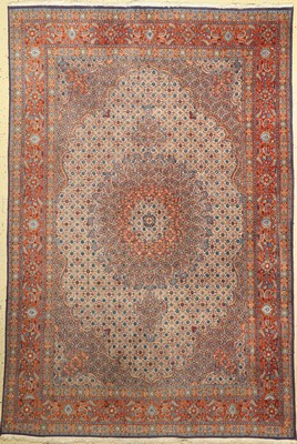 Mud fein, Persien, ca. 50 Jahre, Korkwolle mit Seide, ca. 292 x 195 cm, EHZ: 2(verschmutzt).