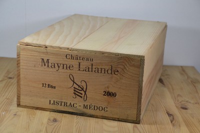 12 Flaschen Chateau Mayne Lalande 2000, in orig. verschlossener Holzkiste
