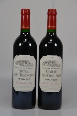 6 Flaschen 1998 Chateau Les Trois Croix, Fronsac, Famille Patrick Leon, je 750ml, 13% Vol., mind. Into Neck bzw. High Fill, unverkostet
