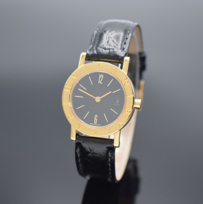 BULGARI Damenarmbanduhr in GG 750/000 ReferenzBB 26 GL, Schweiz um 1990, quarz, Boden aufgedr., neutr. Lederband m. orig. GG 750/000 Dornschl., ...