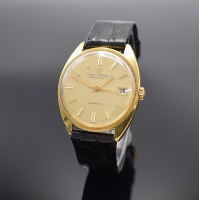 GIRARD PERREGAUX Gyromatic Chronometer HF 36000 A/H Herrenarmbanduhr in GG 750/000, Schweiz um 1968, Automatik, Boden verschr., gold. Zifferbl. m. ...