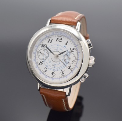 EBERHARD & Co Replica Armbandchronograph Referenz 31931, Automatik, Schweiz um 2005, Edelstahlgeh. inkl. orig. Lederband m. orig. Dornschl., Boden ...