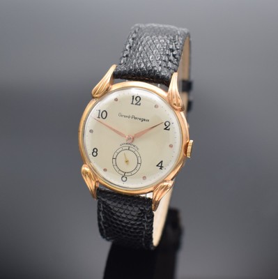 GIRARD PERREGAUX Herrenarmbanduhr, Handaufzug, Schweiz 1950er Jahre, 2-teil., verg. Geh., Boden aufgedr., ausgef. Bandanst., silb. Zifferbl. rest., ...