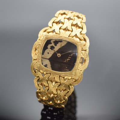 CORUM extrem seltene, große Armbanduhr mit Vogelfeder-Zifferblatt in GG 750/000 Referenz 27456, Handaufzug, Schweiz um 1975, massives Gehäuse & ...