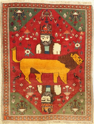 Ghaschgai Kaschkuli fein, Persien, um 1950,Wolle auf Wolle, ca. 165 x 125 cm, Mottenfraß,EHZ: 2