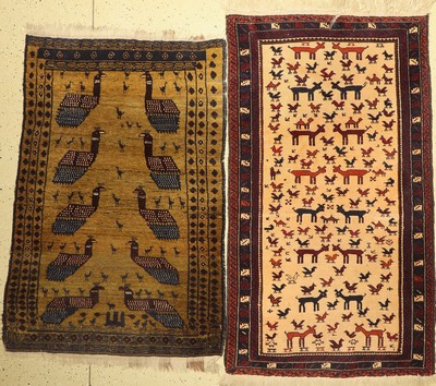 2 Lots Zakini, Afghanistan, ca. 60 Jahre, Wolle auf Wolle, ca. 185 x 105 cm, EHZ: 3