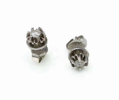 Paar 14 kt Gold Brillant-Ohrstecker, WG 585/000, 2 Brillanten zus. ca. 0.40 ct Weiß/p