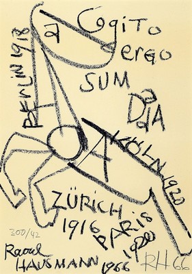 Raoul Hausmann, 1986-1971, "DADA 1966", Lithografie ,Auflage 300, handsign.,dat. 66, num.42/300, unter Plexiglas gerahmt, gesamt ca. ...