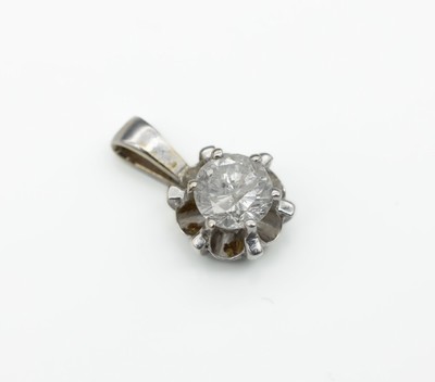 14 kt Gold Brillant-Anhänger, WG 585/000, einzelner Brillant ca. 0.51 ct Weiß/p