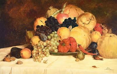 I. Knapp, Traditionalist, erste Hälfte 20. Jh., Stillleben, Öl/Lwd, signiert, ca. 84 x 100 cm, Rahmen ca. 75 x 100 cm