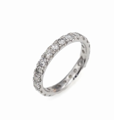 14 kt Gold Brillant-Memoryring, WG 585/000,24 Brillanten zus. ca. 1.79 ct feines Weiß- Weiß/vs-p, RW 55, ca. 2.9 g