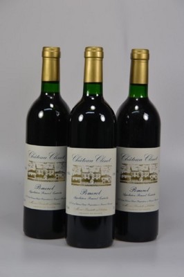 3 Flaschen 1986 Chateau Clinet, Pomerol, 750ml, 12,5% Vol., Top Shoulder/Into Neck, unverkostet