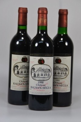 7 Flaschen Chateau Rausan-Segla, verschiedene Jahrgänge, Margaux, je 750ml, mind. Top Shoulder, 1x 1990 mit 94 Parker-Punkten, 1x1994, 1x1995, ...