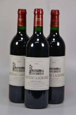 3 Flaschen 1994 Chateau Lagrange, Saint- Julien, je 750ml, 12,5% Vol., High Fill, unverkostet, 88 Parker-Punkte